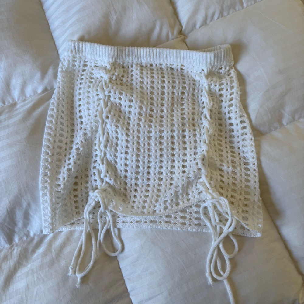 Crochet knit swimsuit coverup
